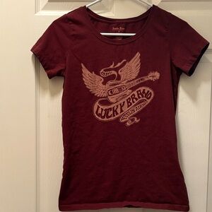 Lucky Brand Burgundy Winged Guitar Tee